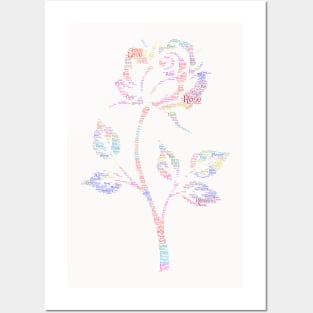 Flower Rose Silhouette Shape Text Word Cloud Posters and Art